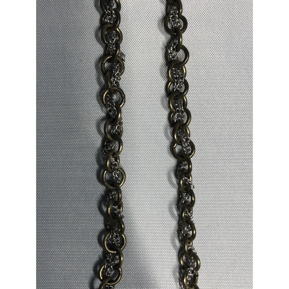 Signed LOFT Smoky Iridescent Necklace 18" Beaded Brass Silver Chain Faceted - Picture 7 of 15